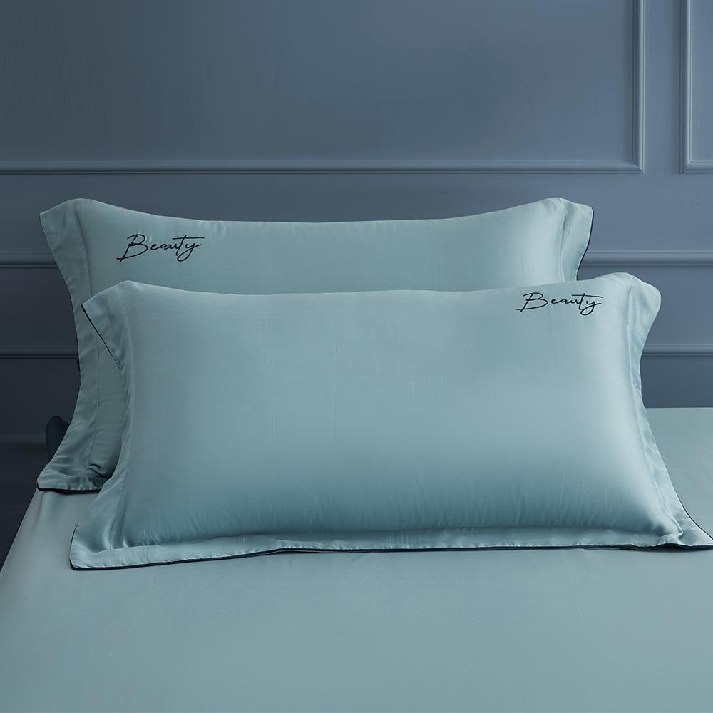 (無被套)素色刺繡60支天絲萊賽爾 / 三件式床包枕套組 / 蒼色