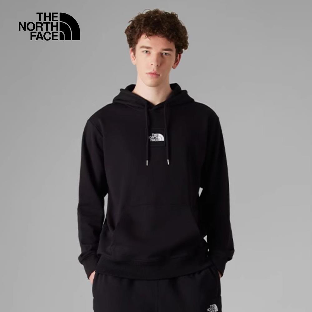 The North Face北面UE男款黑色純棉經典品牌LOGO連帽長袖帽T｜876MJK3
