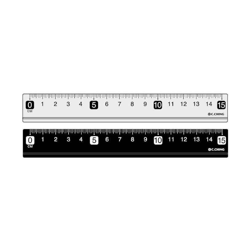 大字鋁尺 15cm-灰/黑
