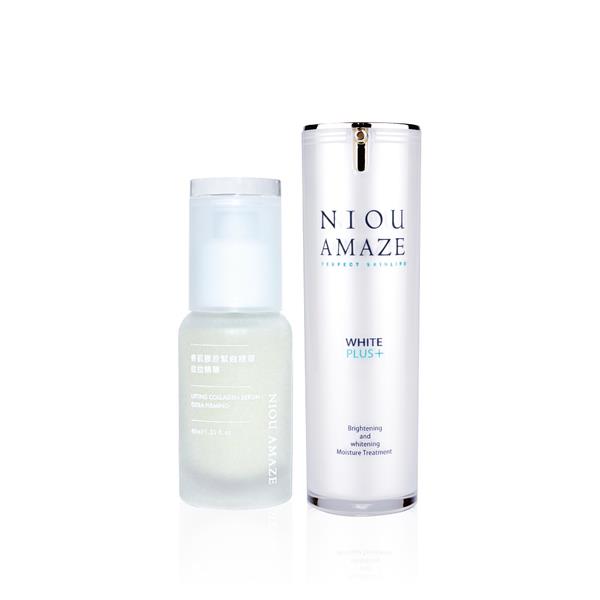 【NIOU AMAZE 紐奇肌】緊緻淨白雙效組（膠原緊緻精華40ml＋輕透亮白乳30ml）_廠商直送