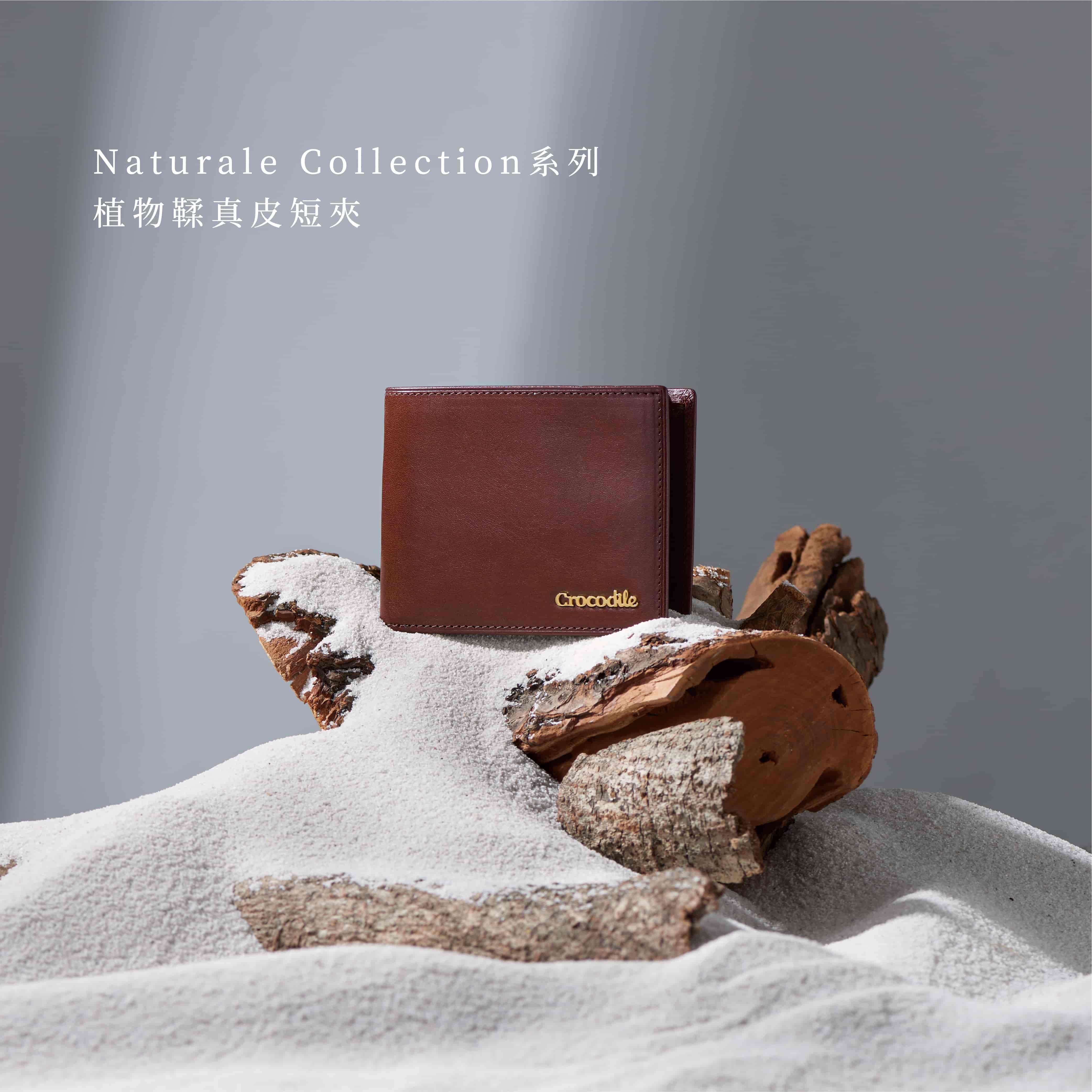 短夾 男生皮夾 錢包 義大利植鞣皮 9卡上翻拉鍊 Naturale5系列-0103-11003-咖啡色-Crocodile 鱷魚皮件