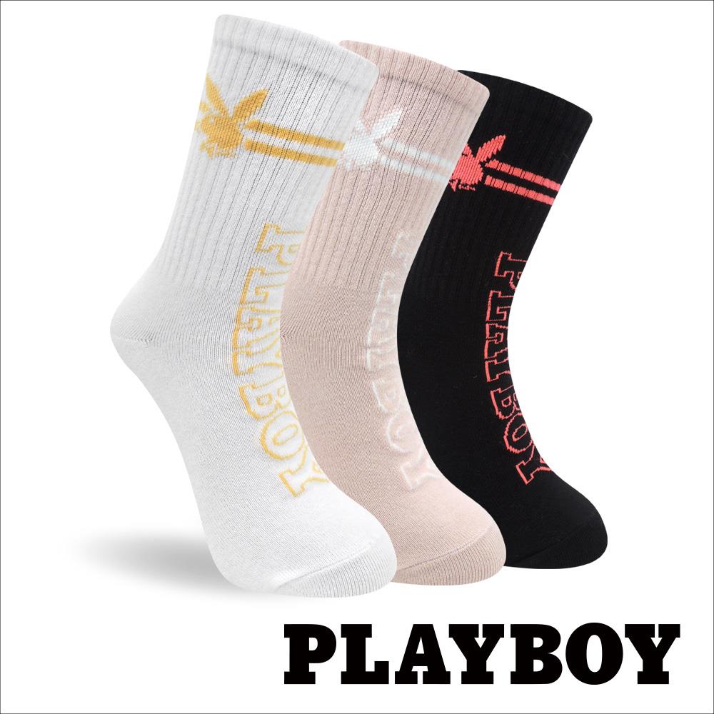 【襪款任選4雙$395 、9雙$750】 PLAYBOY條紋青春女中筒休閒襪(BD4723)