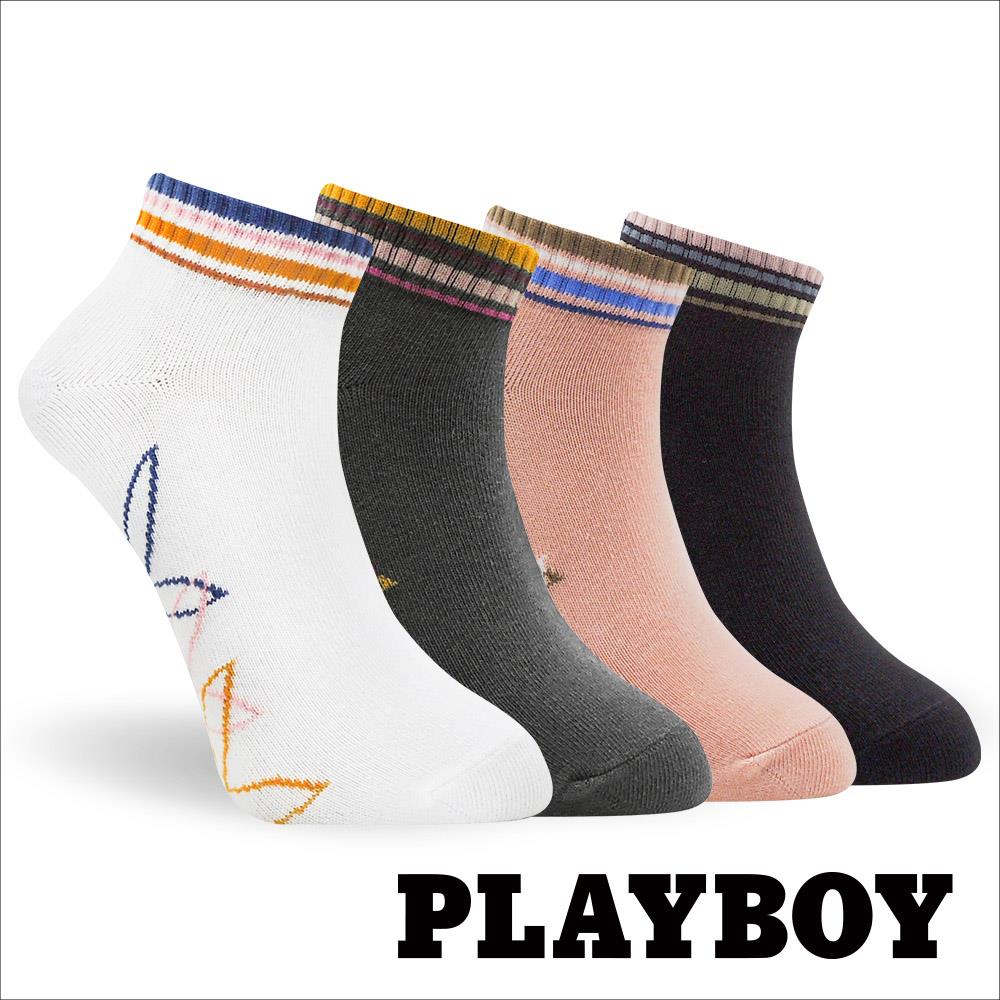 【襪款任選4雙$395 、9雙$750】 PLAYBOY三彩復古半兔消臭女襪(BY2223)