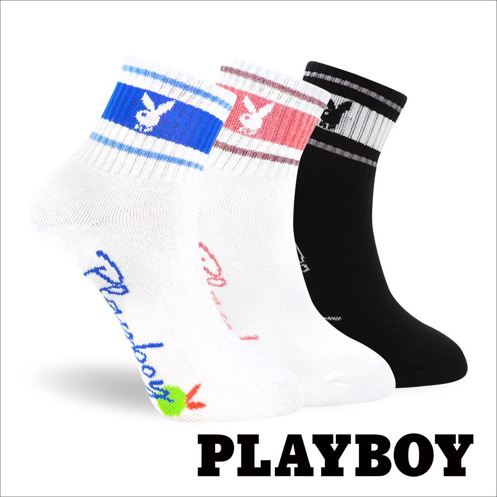 【襪款任選4雙$395 、9雙$750】 PLAYBOY復古條紋女休閒襪(BY2923)