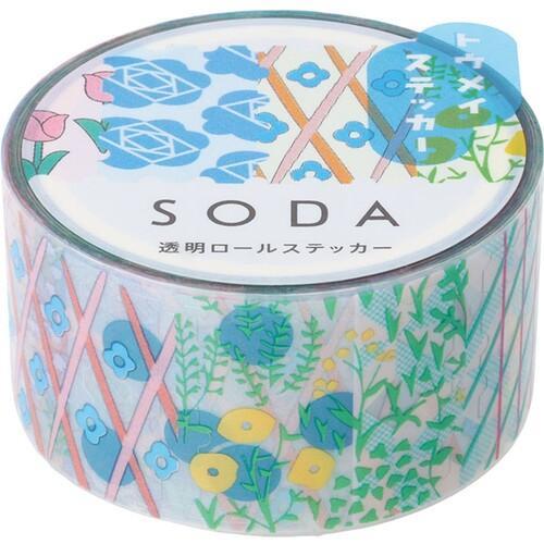 【KING JIM】HITOTOKI SODA 透明PET卷狀膠帶 單張貼紙款 20MM 花郵票(MTS20-003)