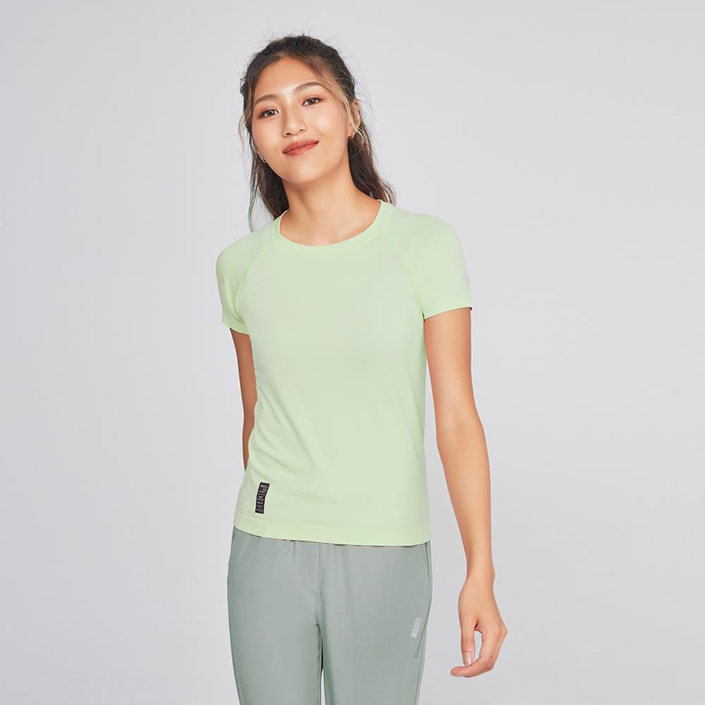 MOLLIFIX 瑪莉菲絲 A++無縫針織短袖訓練上衣 (淺綠)