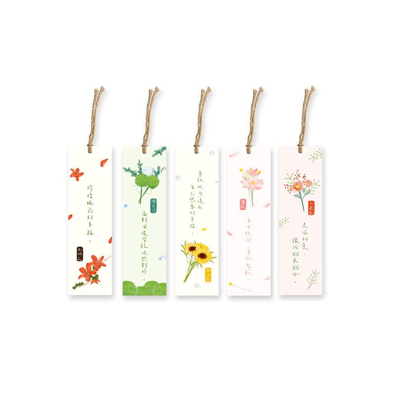 花語書籤-山茶花/向日葵/綠石竹/木棉花/蓮花