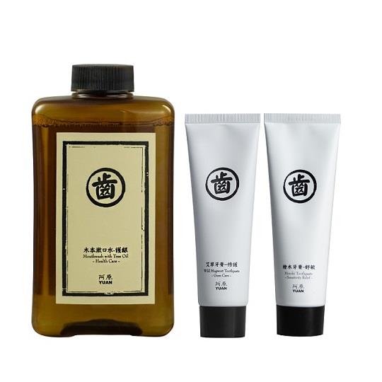 【阿原YUAN】艾草牙膏/檜木牙膏75g x2+檜木漱口水500ml x1