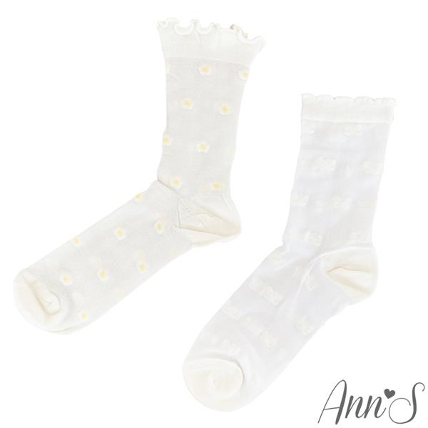 Ann’S 日系少女感半透明透膚立體圖案中短筒襪-2色