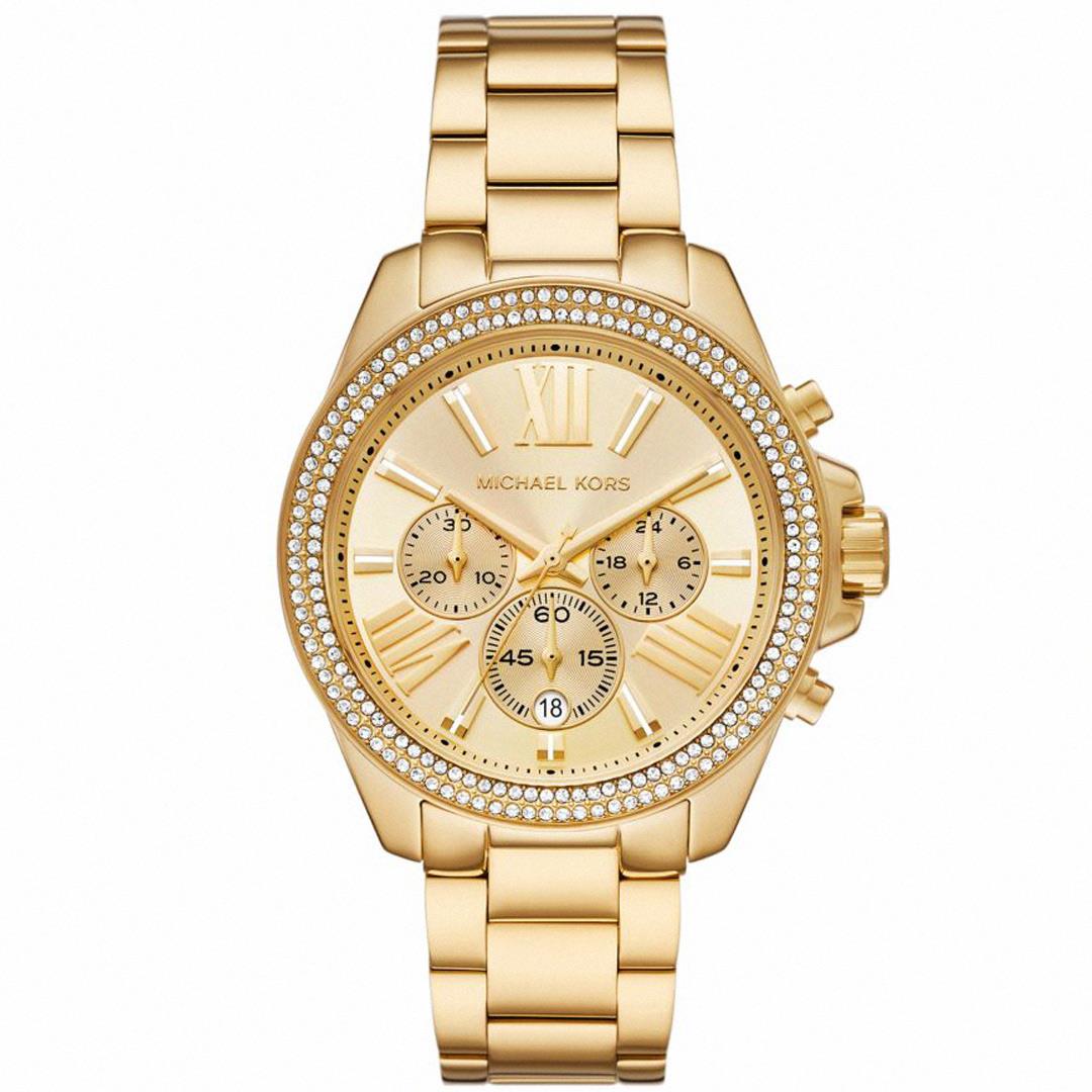【活動價! 限時78折!】MK Michael Kors Wren 星光閃耀三眼計時不鏽鋼腕錶/香檳金 MK7428 公司貨保固 熱賣中!