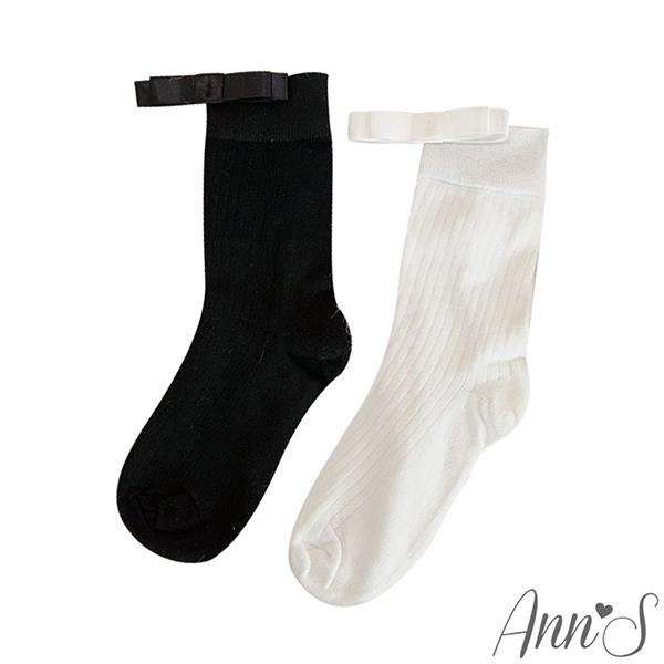 Ann’S 立體緞帶方結學院風中筒襪-2色