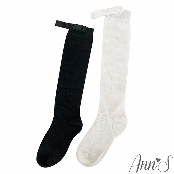 Ann’S 立體緞帶方結學院風長筒襪膝下襪-2色