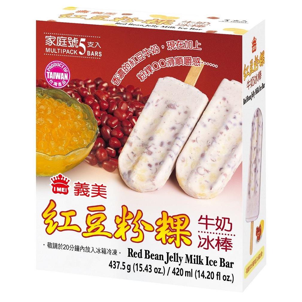 【冷凍店取－義美】紅豆粉粿牛奶冰棒５入／盒(８７．５ｇ／支；５支／盒)
