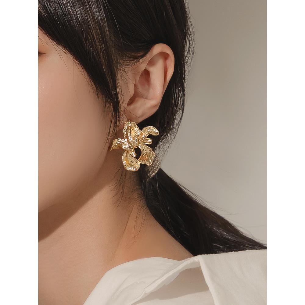 法式花朵造型925純銀耳針耳環