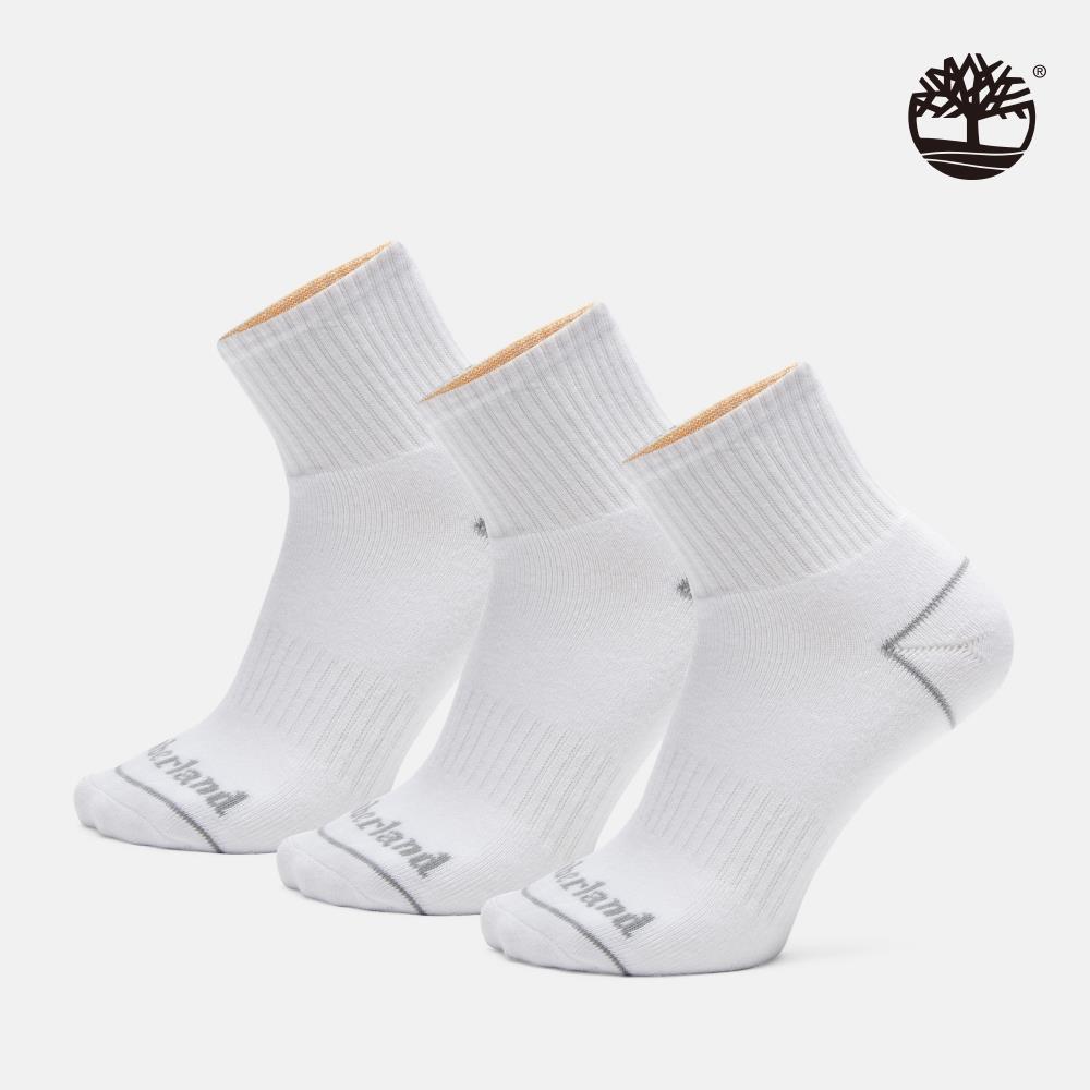 Timberland 中性白色中筒襪三入組|A2PU2100