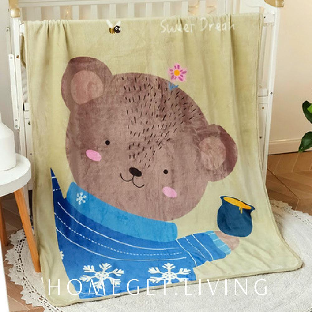 保暖森林系小童毯 / 法蘭絨小毛毯 / 100x140cm / 甜蜜熊