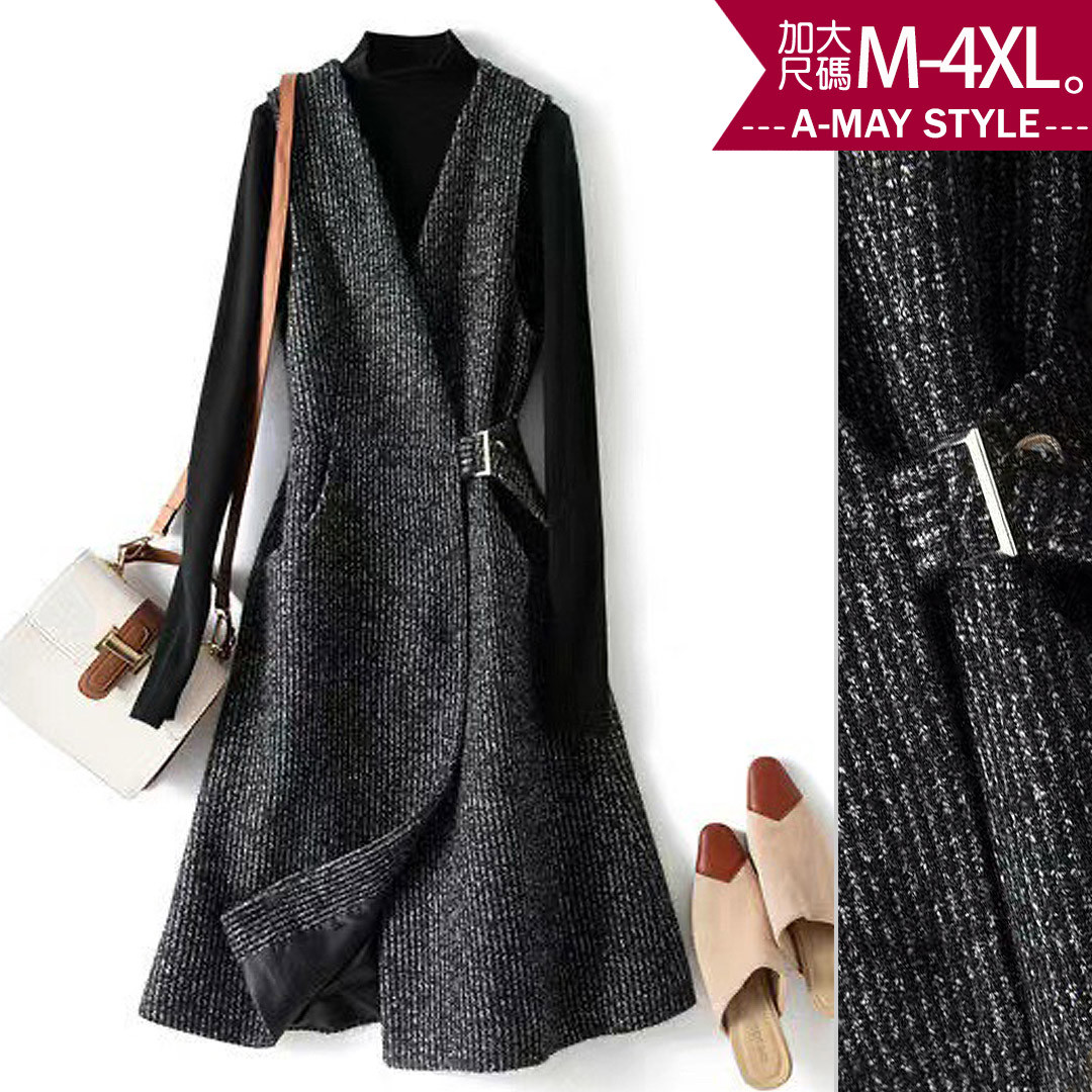加大碼 背心洋裝 日系百搭馬甲式針織連身裙(M-4XL)【XC598070】＊艾美時尚(現 預)