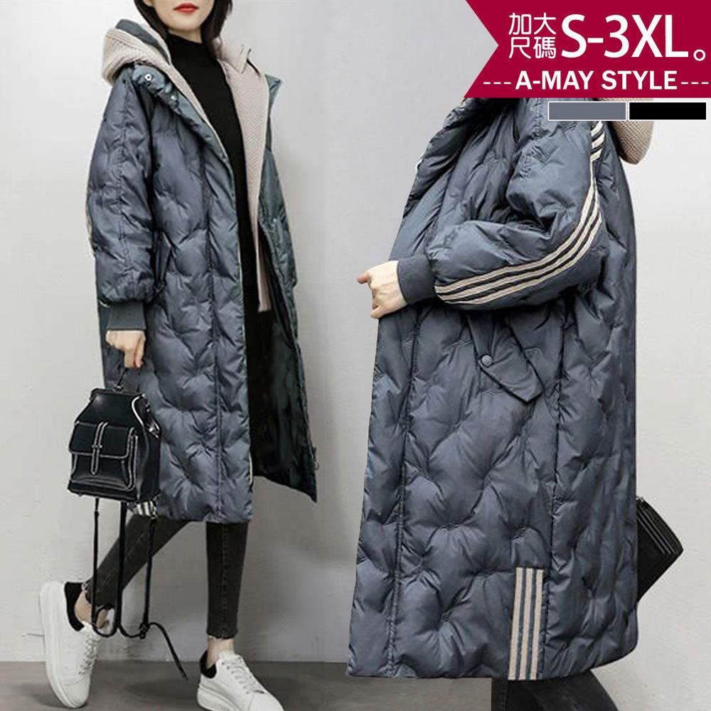 加大碼羽絨大衣 日韓設計長版保暖連帽外套(S-3XL)【XC1219179】＊艾美時尚(現 預)