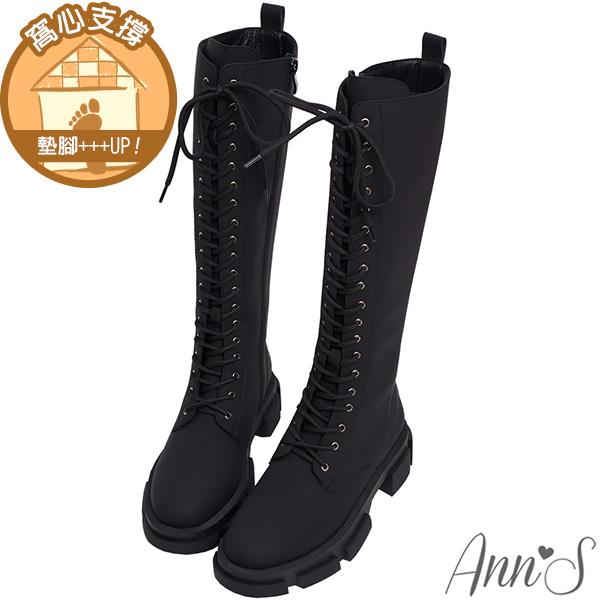 🍎任一雙現折$618🍎Ann’S防潑水材質-辣girl 2.0 激瘦綁帶厚底及膝長靴4.5cm-黑