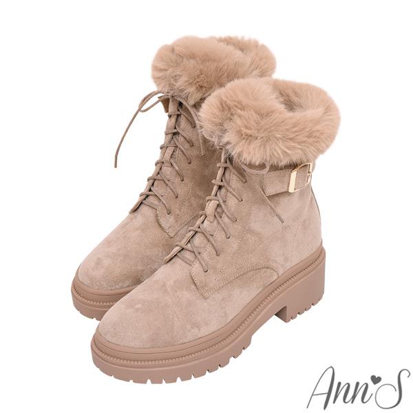🔥買三送一🔥Ann’S打造漫畫腿-雪國毛毛內裡防水絨布短靴5cm-杏