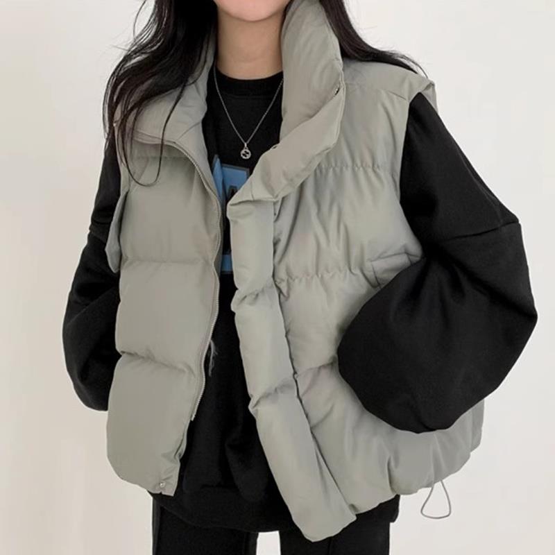 【限量現貨】馬甲.運動風保暖素面鋪棉立領拉鍊背心.白鳥麗子出清