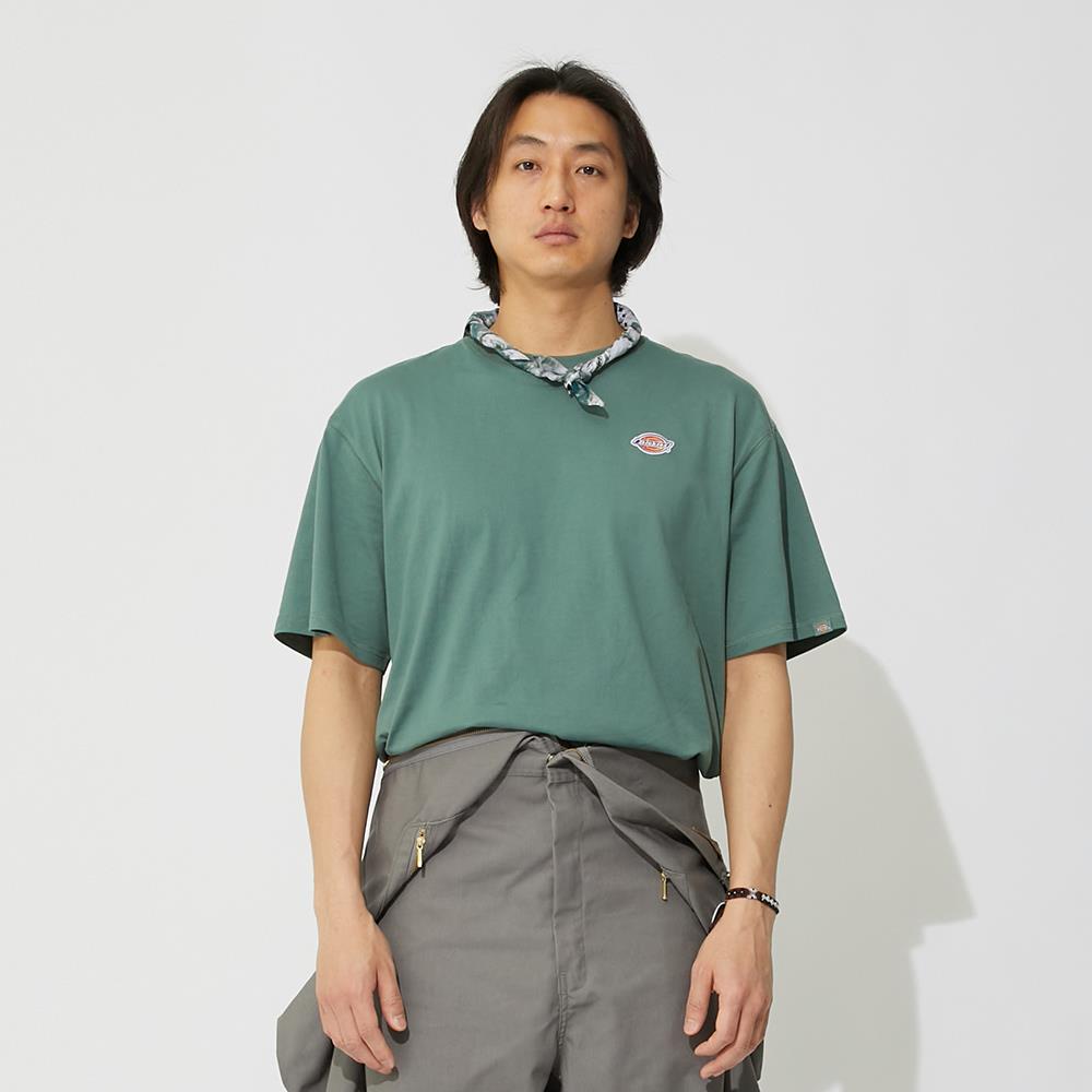 Dickies男女款森林綠純棉經典三色Logo舒適休閒短袖T恤|DK010991H15