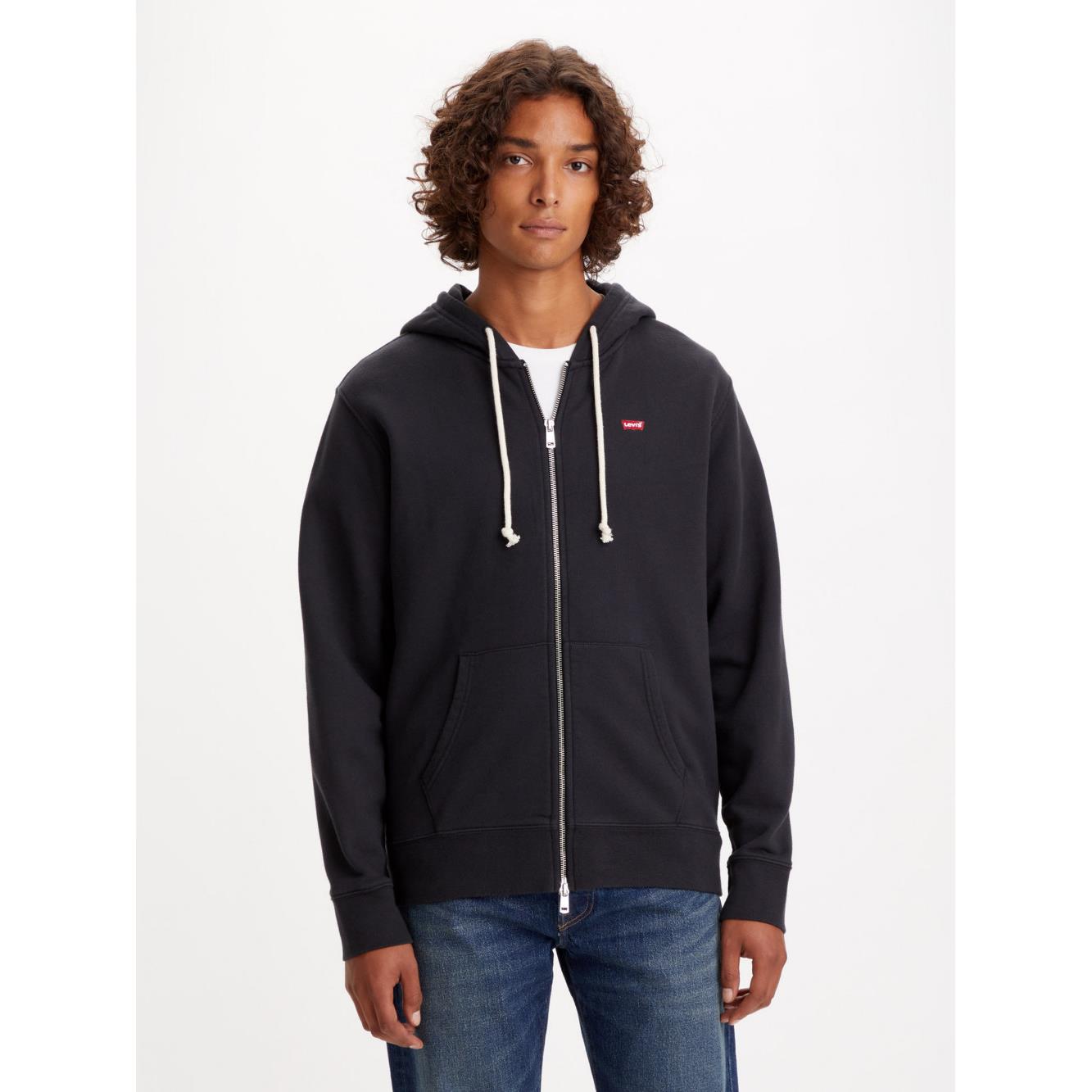 Levis 男款 經典連帽外套 / 迷你刺繡Batwing LOGO / 黑 熱賣單品