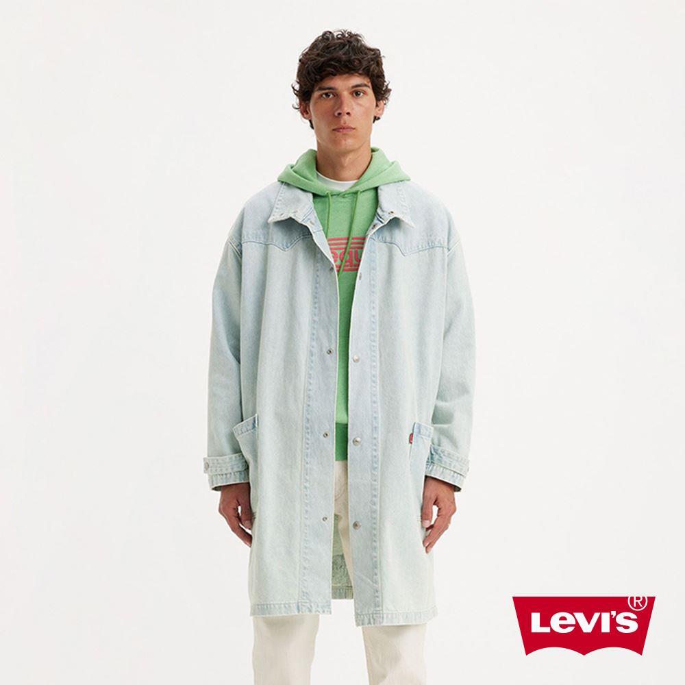 Levis 男款 西部丹寧牛仔大衣外套 / 內裡緹花壓印 / 輕淺藍水洗 熱賣單品