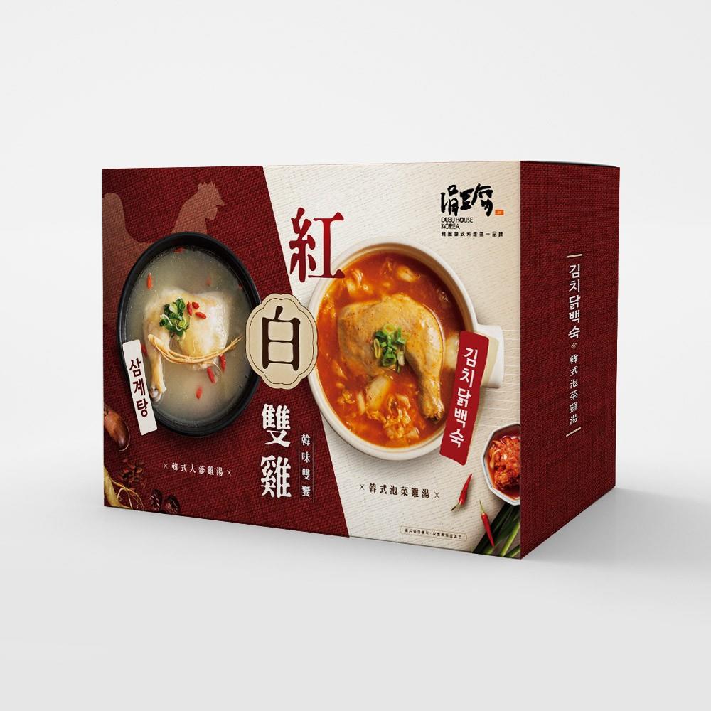 【涓豆腐】紅白雙雞禮盒(人蔘雞600g/盒(固形量150g±5%)+泡菜雞600g/盒(固形量150g±5%))
