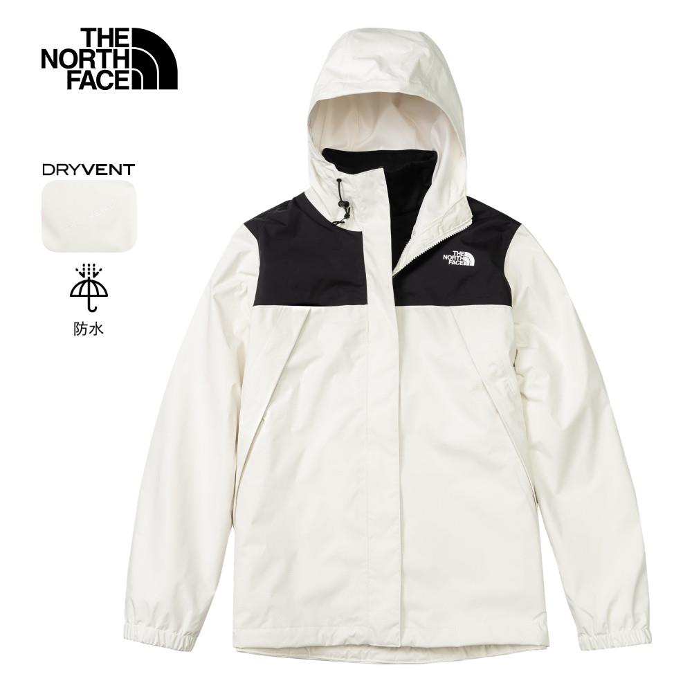 The North Face北面女款ANTORA米白色防水透氣連帽抓絨內裡三合一外套｜7QW6ROU