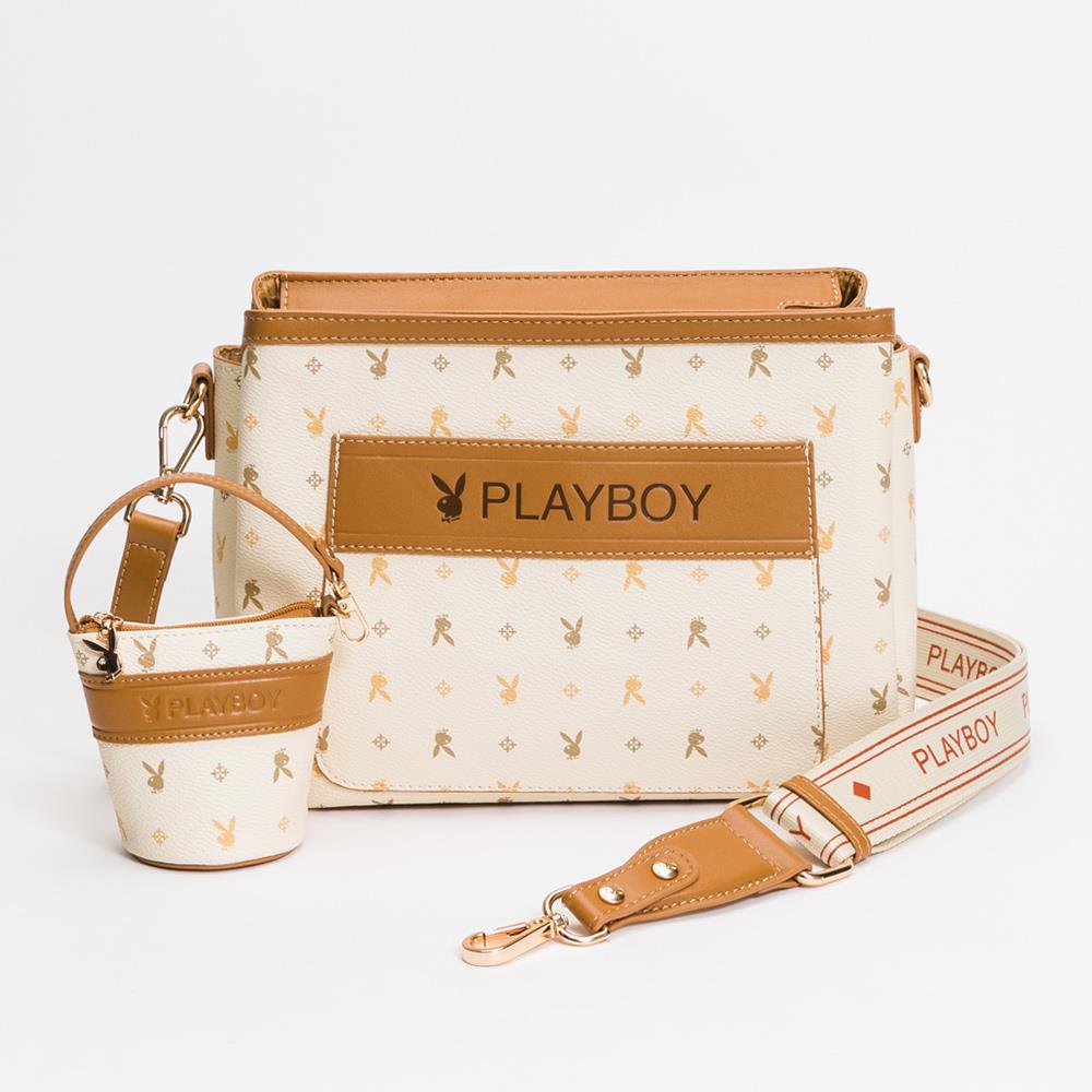 PLAYBOY  斜背包 Dynamic系列 - 米色(532-5202-01-7)