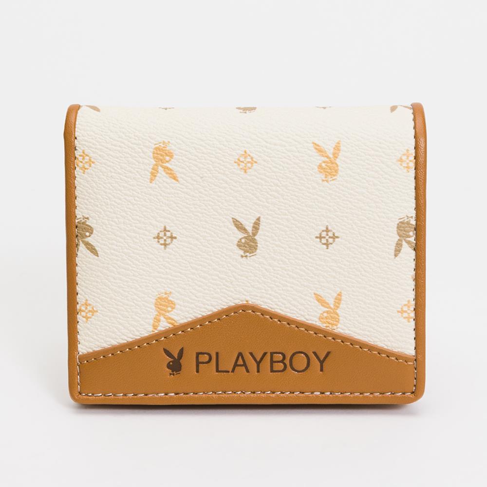PLAYBOY  壓扣短夾 Dynamic系列 - 米色(532-5213-01-2)