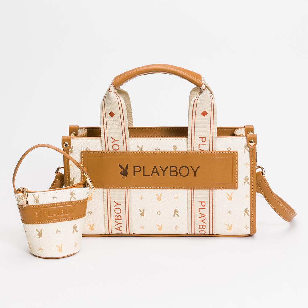 PLAYBOY  手提包附長背帶 Dynamic系列 - 米色(532-5204-01-6)