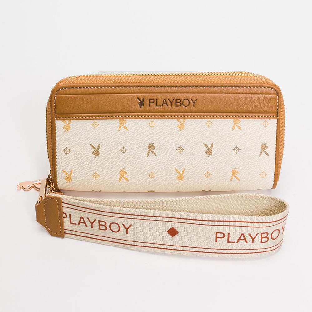 PLAYBOY  雙層拉鏈長夾 Dynamic系列 - 米色(532-5211-01-3)