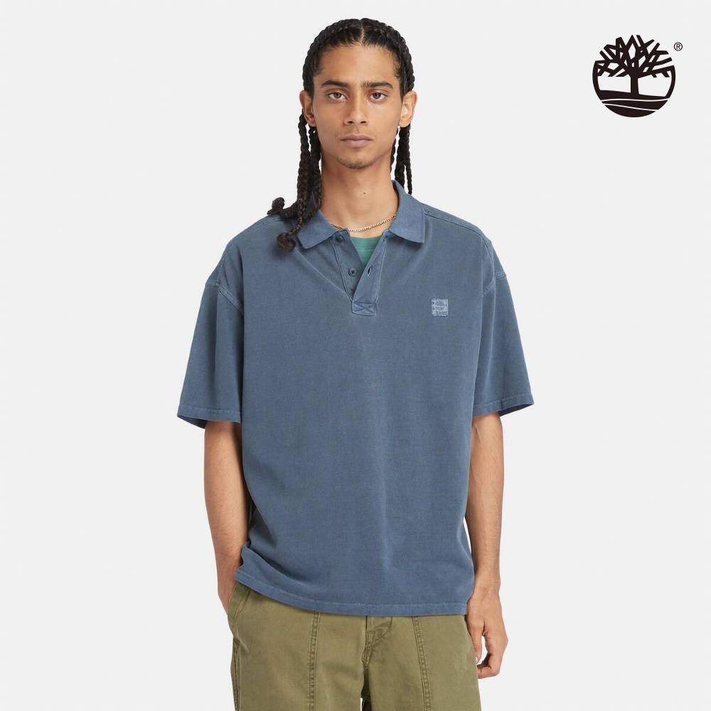 Timberland 男款深寶石藍寬版短袖Polo衫|A42D5433