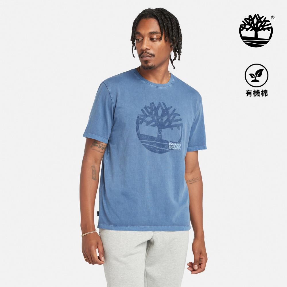 Timberland 男款靛藍色LOGO短袖T恤|A42RF288
