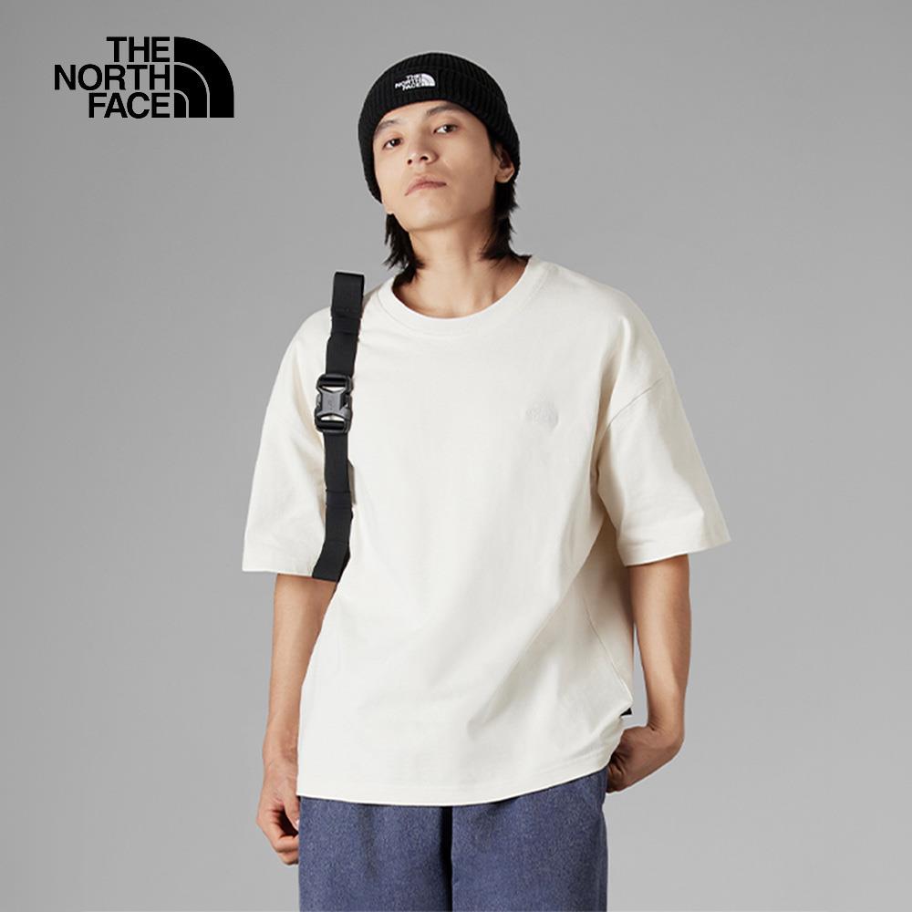 The North Face北面UE男款白色純棉落肩設計舒適休閒短袖T恤｜885RQLI