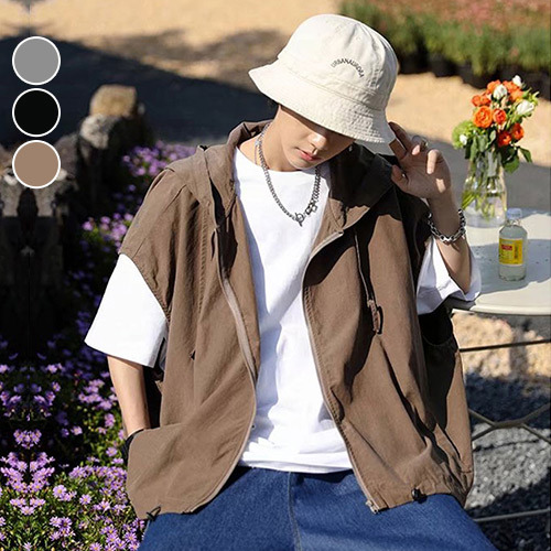 背心外套 美式工裝背心 薄款 寬鬆 短袖 復古 街頭 美潮 夏季 古著 加大尺碼 台灣出貨【NTJ84688】