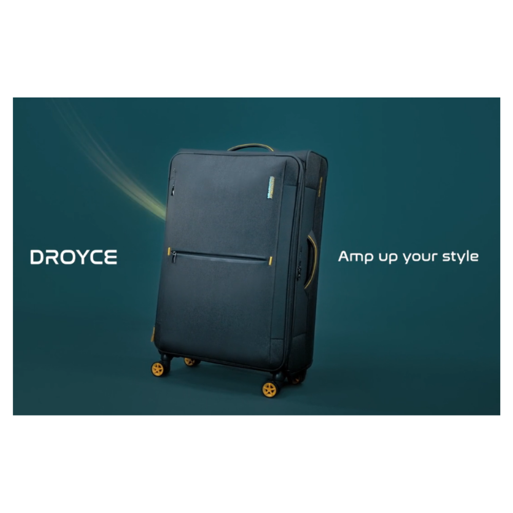 輕量行李箱推薦 可擴充布面拉鍊箱 25吋 上掀式 防盜安全拉鍊 抑菌裡布-藍黑二色-QJ0-DROYCE系列-AT美國旅行者