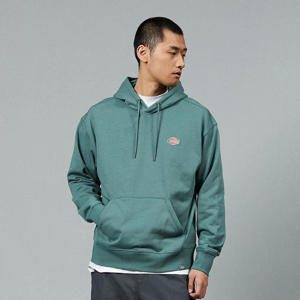 Dickies男款森林綠胸前經典三色刺繡Logo休閒連帽大學T|DK013107H15