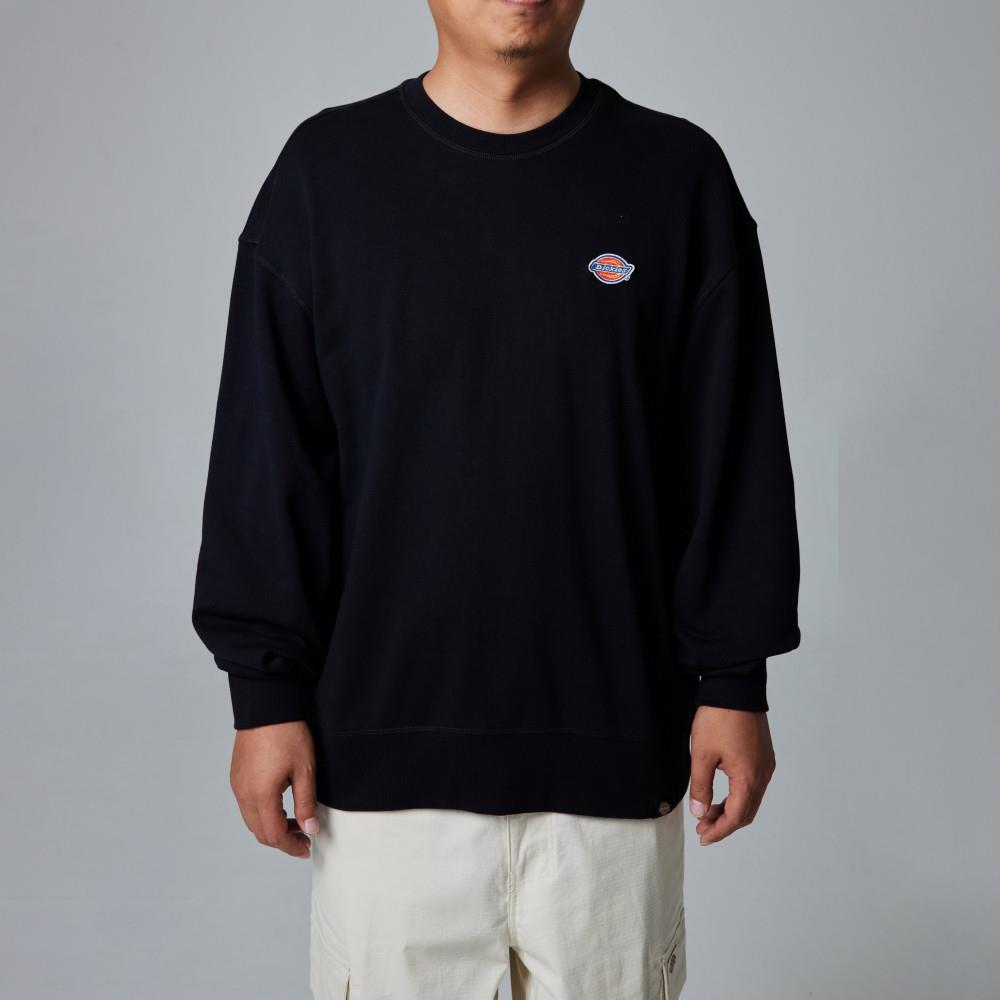 Dickies男款黑色胸前簡約經典三色刺繡Logo休閒大學T|DK013108BLK
