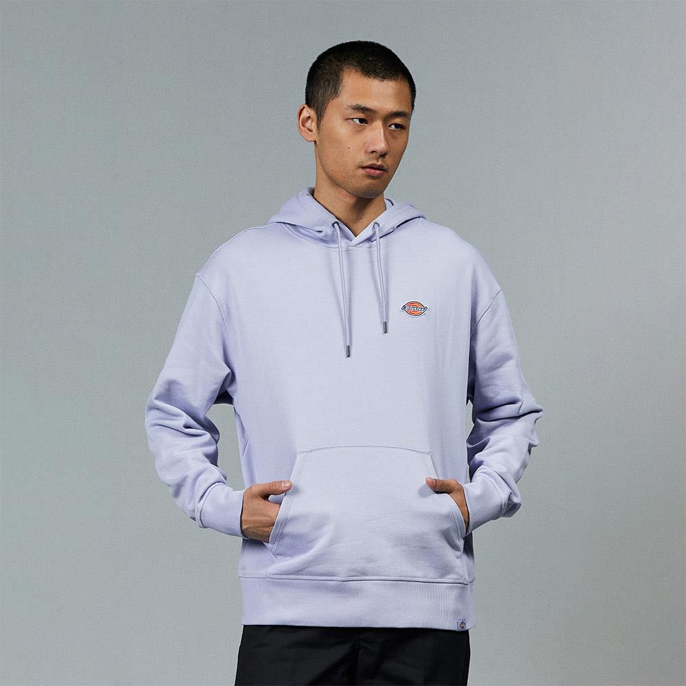 Dickies男款宇宙藍紫色胸前經典三色刺繡Logo休閒連帽大學T|DK013107H18