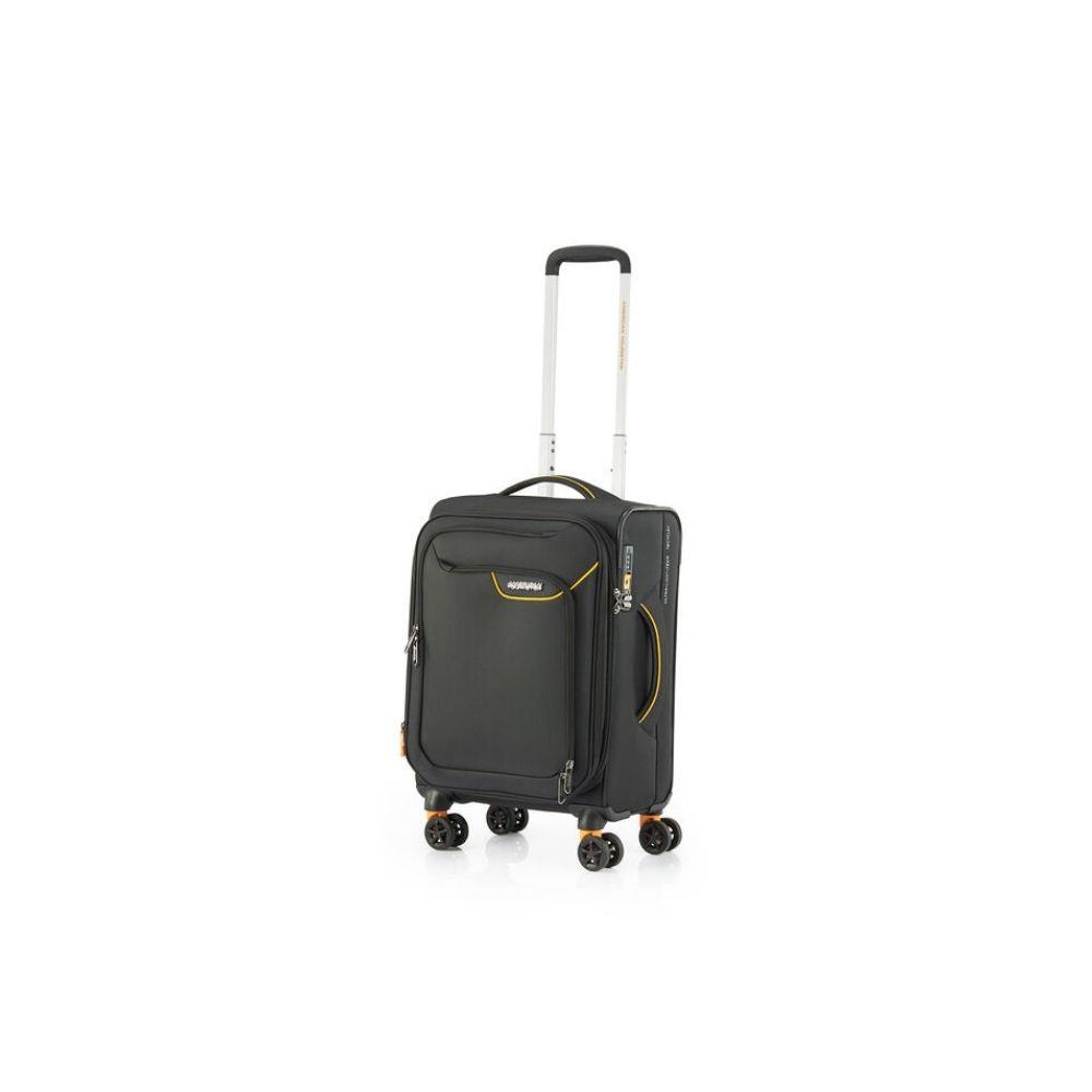20吋行李箱推薦 登機箱 可擴充布面拉鍊箱 雙層防盜拉鍊 抑菌內裡設計-黑/黃-QJ6-APPLITE 4 ECO系列-AT美國旅行者