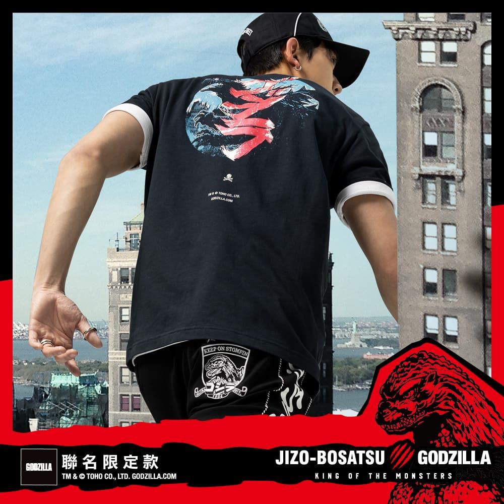 第二彈【GODZILLA 最後倒數↘聯名款8折】哥吉拉剪影日文短TEE(丈青) - BLUE WAY 地藏小王