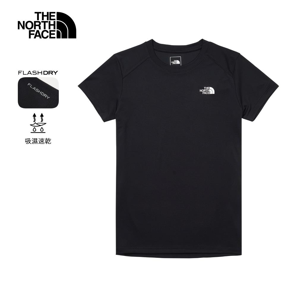 The North Face北面男女款黑色吸濕排汗舒適短袖T恤｜8AUTJK3