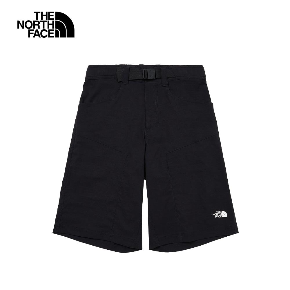 The North Face北面男款黑色吸濕排汗可調節腰帶舒適休閒短褲｜8AV6JK3
