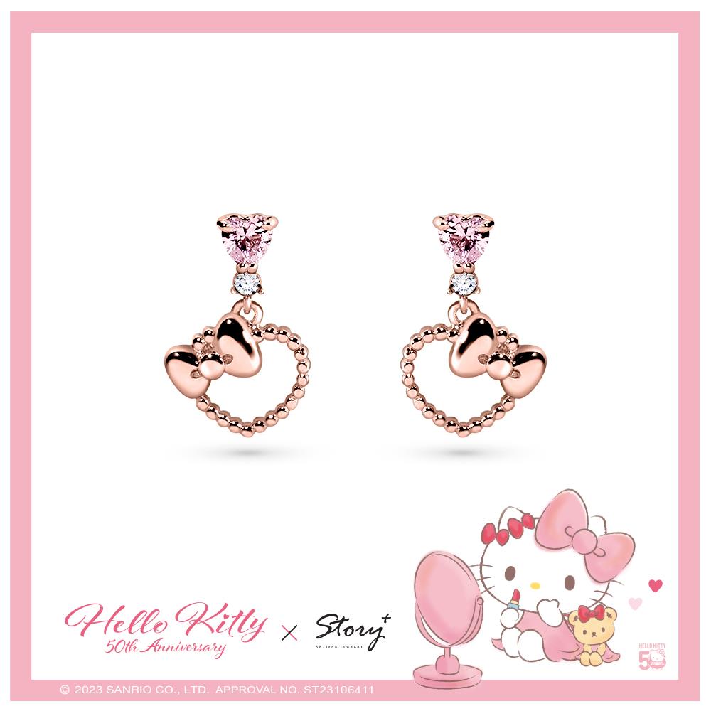 Hello Kitty 50th系列-Future 蝴蝶結晶鑽純銀耳環