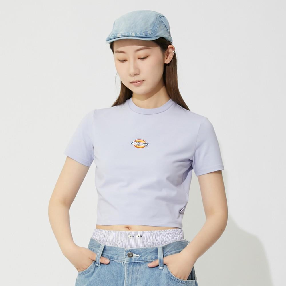 Dickies女款宇宙藍紫色重磅短版胸前經典Logo印花短袖T恤|DK012314H18