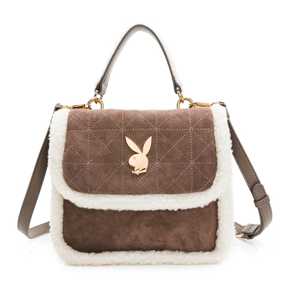 PLAYBOY 毛絨翻蓋斜背包 Plush系列 - 深灰色(532-8801-05-7)