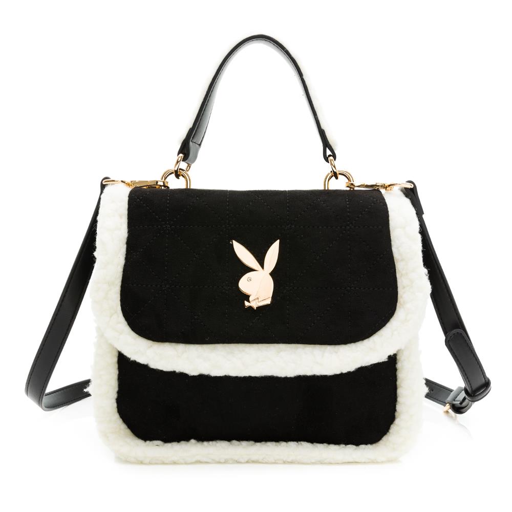 PLAYBOY 毛絨翻蓋斜背包 Plush系列 - 黑色(532-8801-09-7)